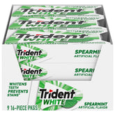 Trident pack front showing brand and spearmint flavor for fresh breath