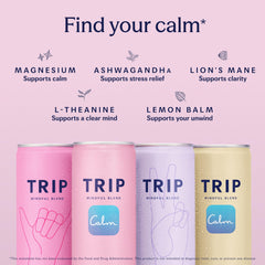 TRIP close-up can label highlighting botanicals and quality sourcing benefit