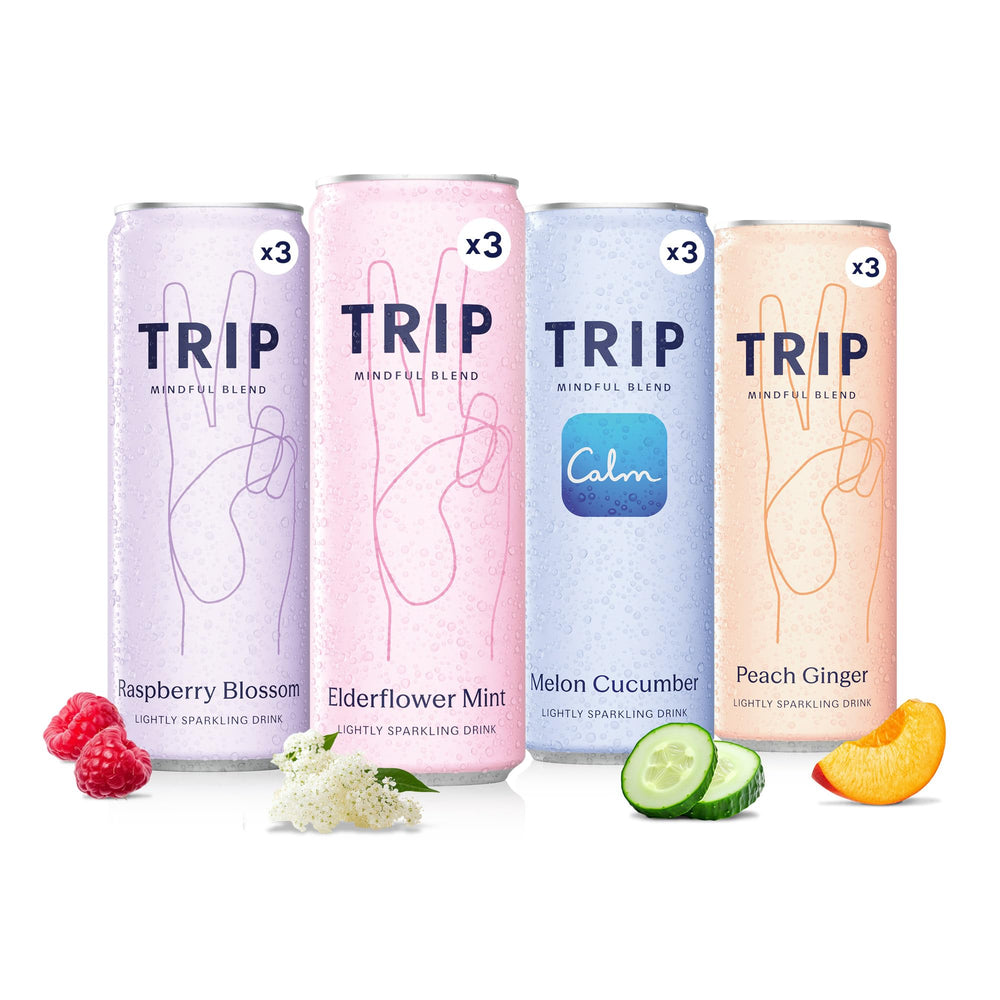 TRIP Calm Drink front packaging showing can and branding, refreshment ready
