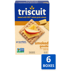 Triscuit cracker topped with Gouda and grapes illustrating pairing ideas