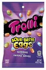 Trolli sour brite eggs front packaging showing bright colors and portioned 4oz bag convenience