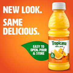 Tropicana bottle close-up highlighting juice color and natural fruit appeal