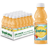 Tropicana front packaging showing 24 bottles and tropical branding for quick recognition and convenience
