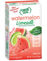 True Lime front packaging showing Watermelon Limeade sticks and benefit convenience