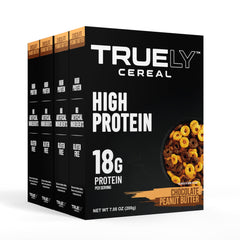 Truely Cereal front packaging showing nutrition highlights and flavor benefit