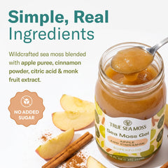 TrueSeaMoss open jar top view revealing smooth apple cinnamon gel texture and freshness