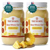 TrueSeaMoss front jar showing pineapple gel and easy-to-use packaging benefit