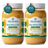 TrueSeaMoss front jar view showing clear labeling and convenient 16oz size benefit