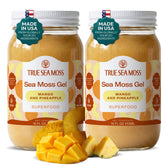 TrueSeaMoss front view of mango pineapple pack showing packaging and convenience