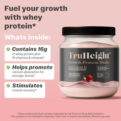 TruHeight strawberry shake in glass ready to drink for kids