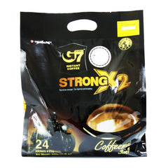 Trung Nguyen G7 strong x2 front packaging showing bold roast and 24 packets for convenience