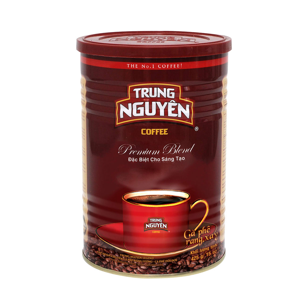 TRUNG NGUYÊN Legend front can showing label and resealable lid for freshness