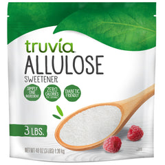 Truvia bag front view showing brand and 3 lb size for pantry convenience