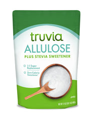 Truvia pouch front view showing 17 oz package and clear labeling benefit