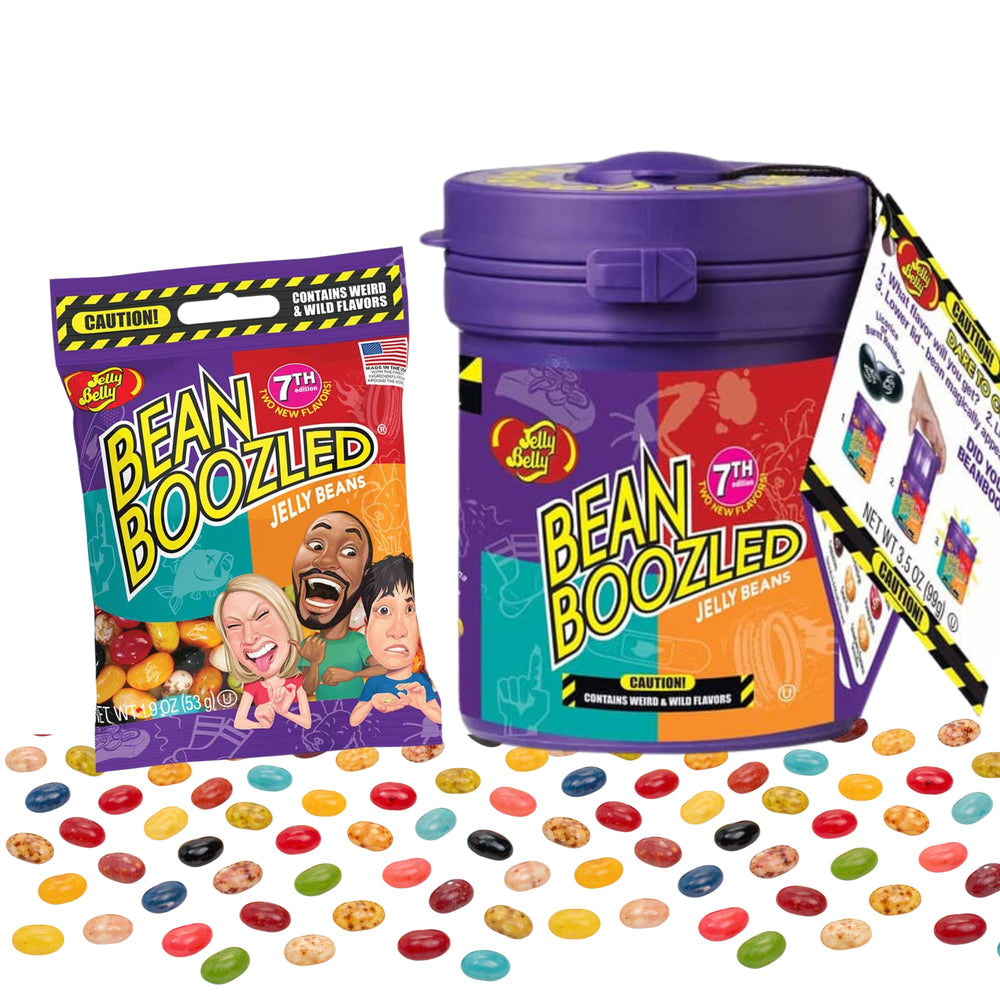 TULLIPAK BeanBoozled front packaging showing dispenser and refill — clear game contents