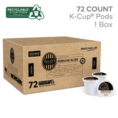 TULLY'S K-Cup pod close-up highlighting sealed aroma and easy brewing