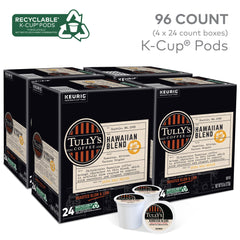 TULLY'S close-up of a single K-Cup pod emphasizing easy brewing convenience