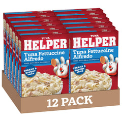 Tuna Helper front packaging showing product name and 12 pack convenience benefit