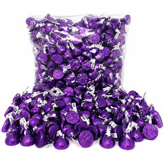 Tundras Hersh,eysDark close-up of purple foil wrapping highlighting freshness and presentation