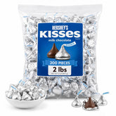 Tundras Hersh,eysMilk Kisses front packaging showing 2 lb bag and silver wrappers for easy serving