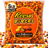 Tundras Reese Pieces front packaging showing 5 lb bulk bag for easy serving