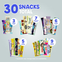 Turkish Munchies open-hamper layout displaying 20 full-size international snacks
