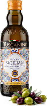 Tuscanini dark glass bottle front showing brand and fresh flavor