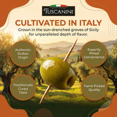 Tuscanini olives served in a small bowl as a neat appetizer option