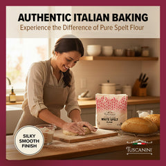 Tuscanini spelt flour close-up fine texture for smooth mixing
