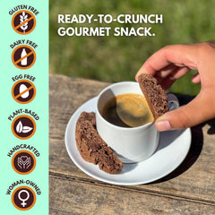 Tutti Gourmet stacked biscotti side view, showing shape and serving portions