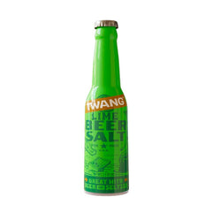 Beer bottle rimmed with Twang lime salt adding bright citrus flavor