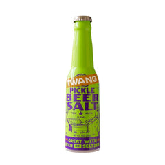 Twang shaker rimming a beer bottle showing a savory pickle-flavored edge benefit