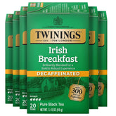 Twinings box front view showing decaffeinated Irish Breakfast and pack size benefit