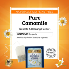 Twinings brewed camomile in cup steaming for a soothing hot drink