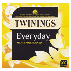 Twinings Everyday front box showing 80 tea bags and recyclable packaging benefit
