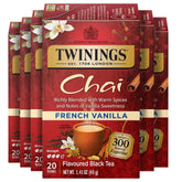 Twinings French Vanilla Chai front box showing branding and flavor benefit