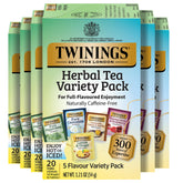 Twinings front packaging showing variety pack and flavour list for easy selection