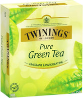 Twinings front packaging showing 100-count green tea bags and convenience