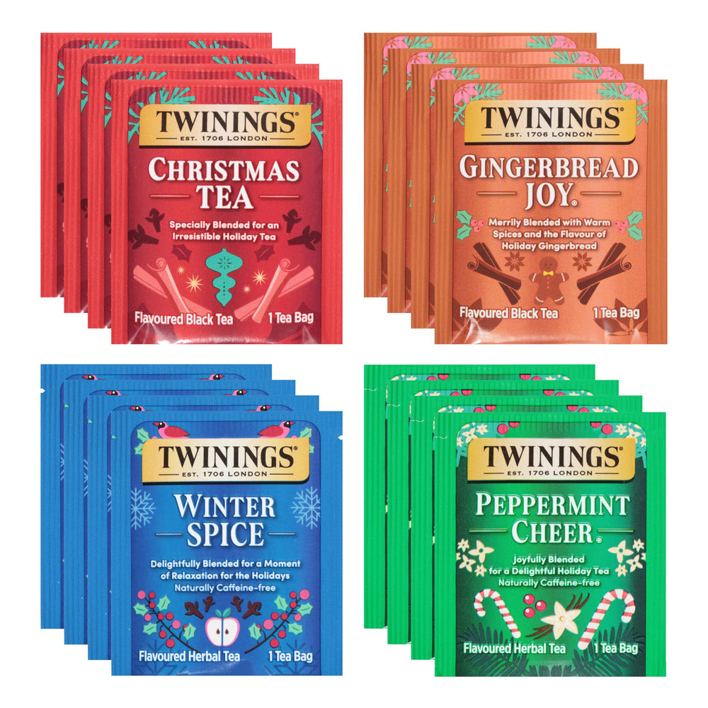 Twinings front packaging showing 40-count seasonal assortment and gift-ready design