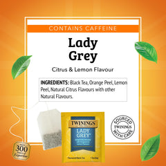 Twinings brewed cup of Lady Grey tea highlighting amber colour and uplifting citrus notes