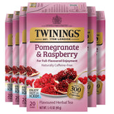 Twinings box front showing pomegranate and raspberry — clear flavor indicator