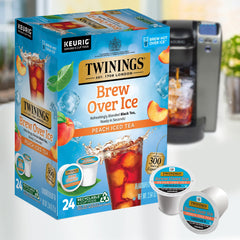 Close-up of tea stream and peach notes emphasizing natural flavor clarity