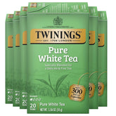 Twinings Pure White Tea box front showing brand and 20-count details for convenient freshness