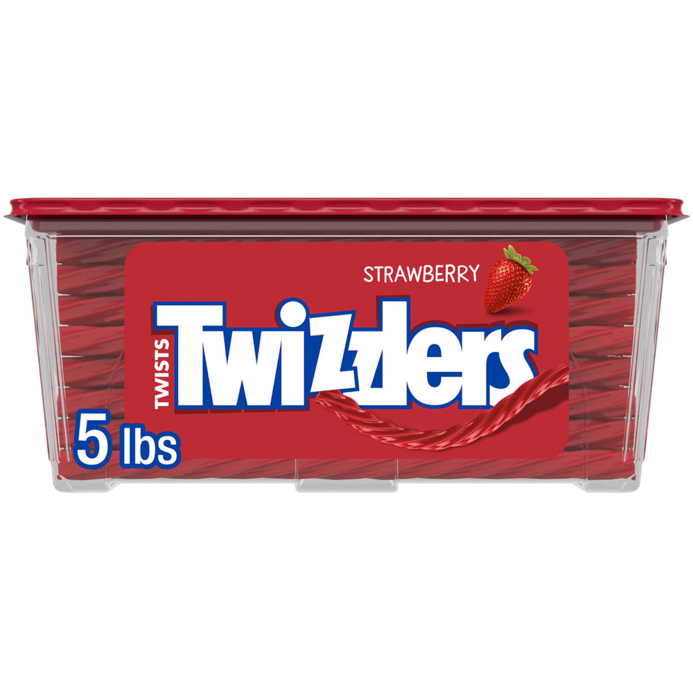 Twizzlers tub front view shows brand and large shareable packaging benefit