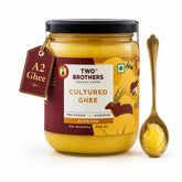Two Brothers India Farms front jar view showing clean label and natural ghee benefits