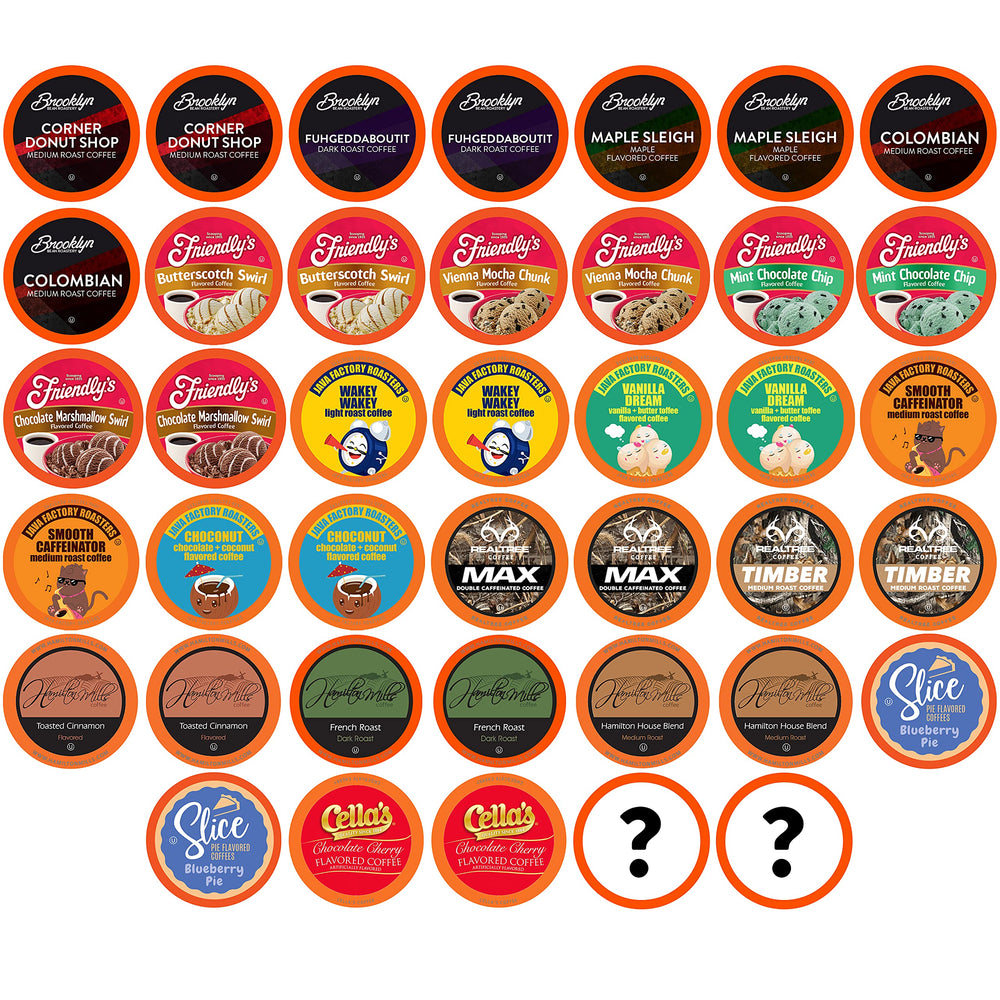 Two Rivers Coffee front packaging showing 40-count sampler convenience