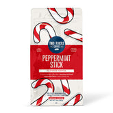 Two Rivers front packaging showing peppermint stick bag and freshness seal