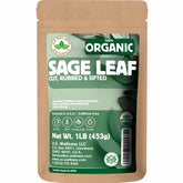 U.S. Wellness Naturals front pouch showing 1 lb organic sage and long shelf life benefit