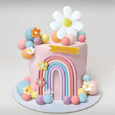 UFROMSKY front view of full rainbow daisy topper set showing pieces and benefit