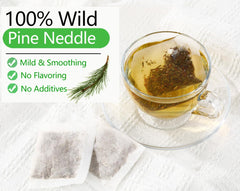 ULTHMOK brewed cup of pine needle tea showing clear amber infusion and calm sip
